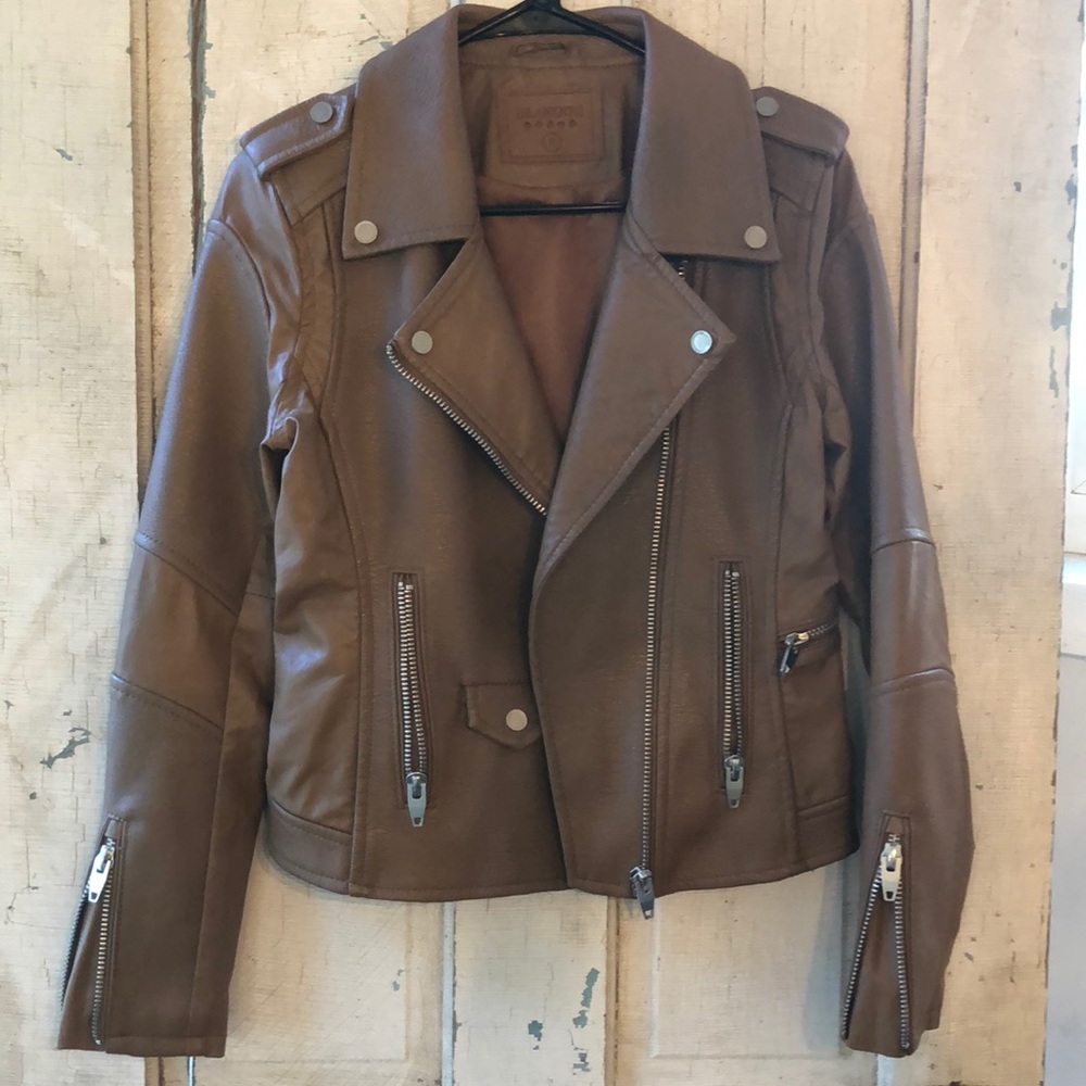 NWOT Blank NYC brown faux leather moto jacket